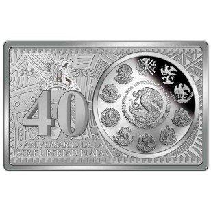 Mexico. 2022 3 oz 40th Anniversary Mexican Libertad Coin +, Postzegels en Munten, Edelmetalen en Baren