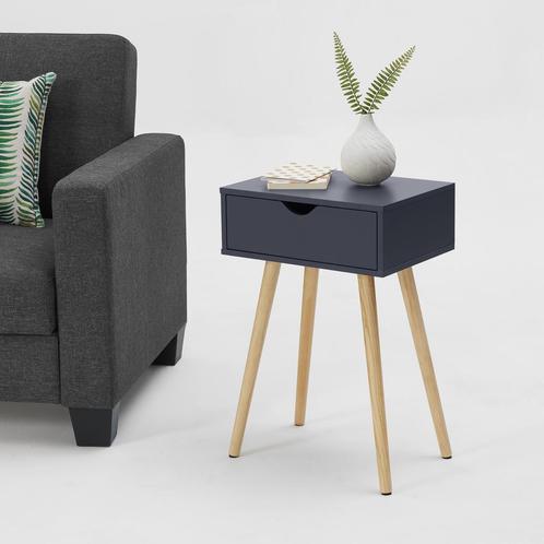 Bijzettafel met lade nachtkastje 60x40x29,5 cm donkergrijs, Huis en Inrichting, Tafels | Bijzettafels, Verzenden