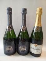 Charles Heidsieck, Taittinger - Champagne - 3 Flessen (0.75, Verzamelen, Wijnen, Nieuw