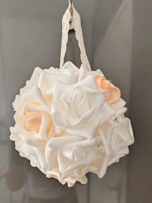 Bloemenbal pomander – roseball wit/zalm 11 cm kleine, Hobby en Vrije tijd, Knutselen, Nieuw, Ophalen of Verzenden