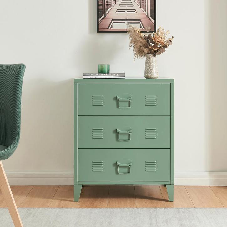 Ladekast Hämeenlinna commode met lades 72x60x40 cm groen mat, Huis en Inrichting, Kasten | Dressoirs, Verzenden