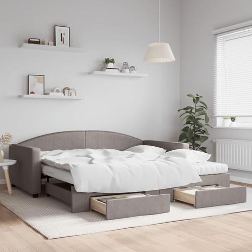 vidaXL Slaapbank met onderschuifbed en lades 100x200 cm stof, Huis en Inrichting, Slaapkamer | Bedden, 100 cm, 200 cm, Eenpersoons