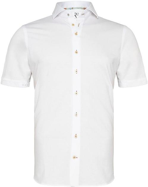 R2 Japanese Knitted Overhemd Korte Mouwen Wit maat XXL Heren, Kleding | Heren, Overhemden, Wit, Nieuw, Verzenden
