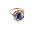 Zonder Minimumprijs - Ring - 9 kt. Roségoud, Zilver Saffier, Nieuw