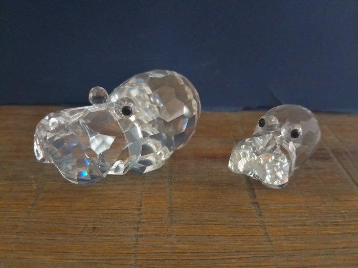 Swarovski - Beeldje - Nijlpaarden groot en klein met doos -, Antiek en Kunst, Curiosa en Brocante