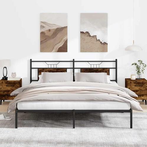 vidaXL Bedframe zonder matras hout gerookt eikenkleurig, Huis en Inrichting, Slaapkamer | Bedden, 160 cm, 200 cm, Bruin, Tweepersoons