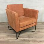 Leren fauteuil met kruisframe - oranje leer, Huis en Inrichting, Fauteuils, Ophalen of Verzenden, Nieuw, Leer