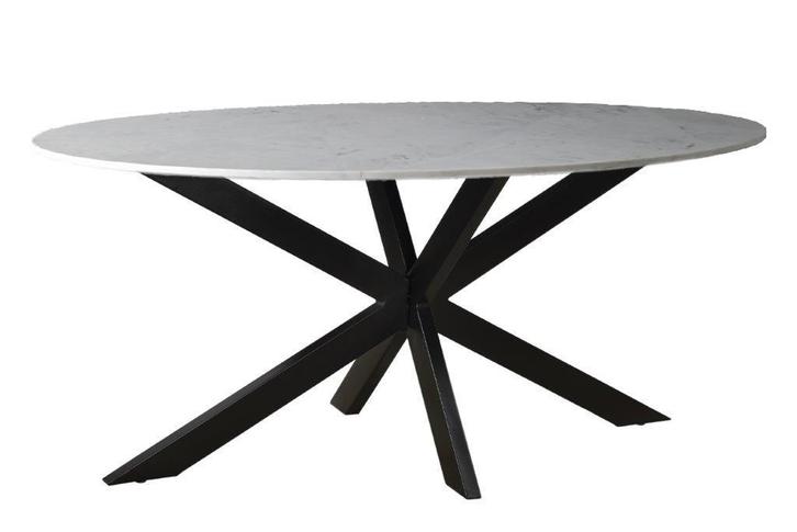 Marble Oval Spider White 180cm-12814, Huis en Inrichting, Tafels | Eettafels, Ophalen of Verzenden