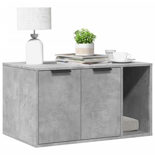 vidaXL Kattenbakkast 80x50x45 cm bewerkt hout betongrijs, Dieren en Toebehoren, Katten-accessoires, Nieuw, Verzenden