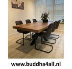 Boomstam tafel / eettafel / bureau / teak tafelblad, Natuurlijk, robuust, stoer, industrieel, ijzerwerk, uniek, hout, Teakhout