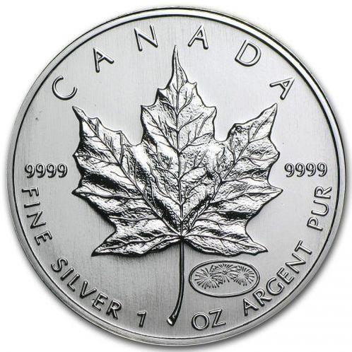 Canadian Maple Leaf 1 oz 1999-2000 (298.775 oplage), Postzegels en Munten, Munten | Amerika, Noord-Amerika, Losse munt, Zilver