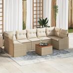 vidaXL 8-delige tuinset met kussens in het beige, Verzenden, Nieuw, Rotan, Tuinset