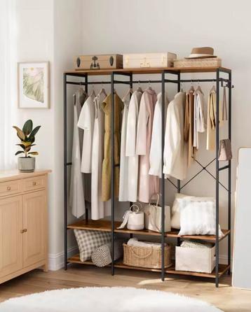 Open Kledingkast met Kledingrek - Vintage Design - Hout