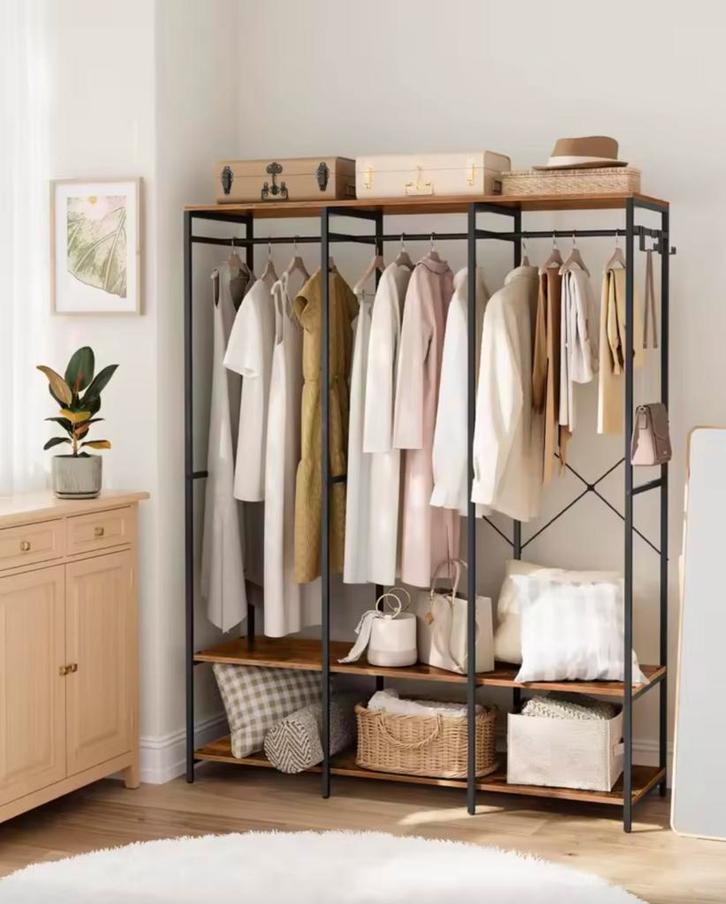Open Kledingkast met Kledingrek - Vintage Design - Hout, Huis en Inrichting, Kasten | Kledingkasten, 25 tot 50 cm, Met lade(s)