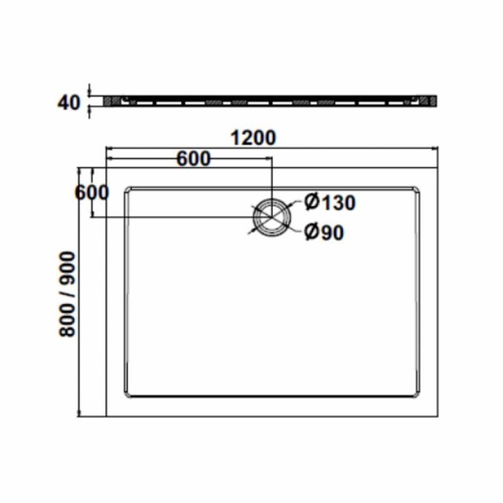 Fusion Douchebak Inbouw Rechthoek 120X90X4 Cm, Doe-het-zelf en Verbouw, Sanitair, Ophalen of Verzenden