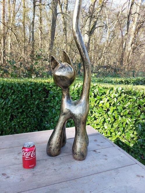 Beeld, cat with extra long tail 87 cm - 87 cm - polyresin, Antiek en Kunst, Curiosa en Brocante