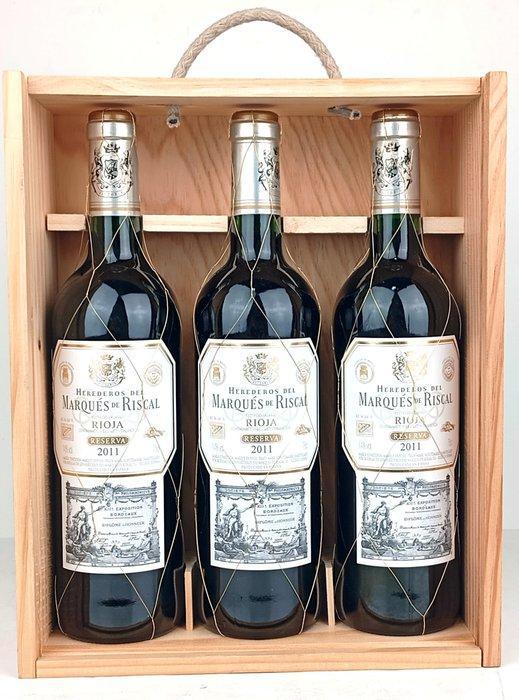 2011 Marqués de Riscal - Rioja Reserva - 3 Flessen (0.75, Verzamelen, Wijnen