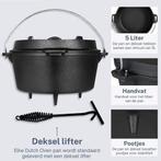 2dekans | KitchenMonster Dutch Oven – Gietijzeren Pan met, Huis en Inrichting, Keuken | Potten en Pannen, Ophalen of Verzenden