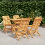 vidaXL 5-delige Tuinset massief teakhout, Tuin en Terras, Tuinsets en Loungesets, 4 zitplaatsen, Verzenden, Nieuw, Tuinset