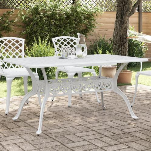 vidaXL Tuintafel 150x90x72 cm gietaluminium wit, Tuin en Terras, Tuintafels, Nieuw, Aluminium, Verzenden