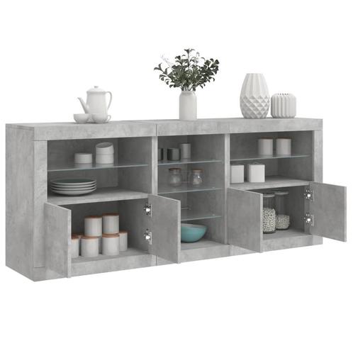 vidaXL Dressoir met LED-verlichting 162x37x67 cm betongrijs, Huis en Inrichting, Kasten | Dressoirs, 50 tot 75 cm, Nieuw, Minder dan 50 cm