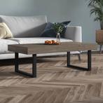 vidaXL Salontafel 120x60x40 cm MDF en ijzer grijs en zwart, Overige materialen, 100 tot 150 cm, Verzenden, Nieuw