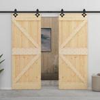 vidaXL Schuifdeur met beslag 90x210 cm massief grenenhout, Doe-het-zelf en Verbouw, Verzenden, Nieuw