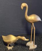 sculptuur, Brass flamingoes - 30 cm - Messing