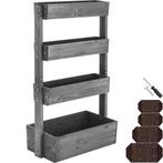 Plantenbak Flora, gelakt hout, met plantenfolie - grijs, 85, Verzenden, Nieuw