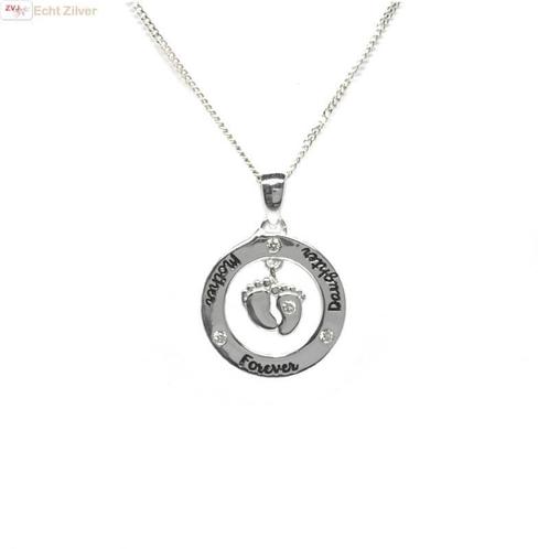 Zilveren moeder dochter voetjes kettinghanger, Sieraden, Tassen en Uiterlijk, Kettinghangers, Nieuw, Verzenden