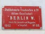 Lokschild No 89 Stahlbahnwerke Treudenstein &co 1902 Berlin, Ophalen of Verzenden, Gebruikt, Overige typen