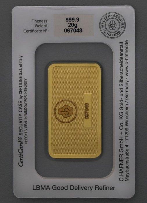 20 gram - Goud .999 - C. Hafner - Verzegeld, Postzegels en Munten, Edelmetalen en Baren