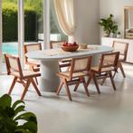 Houten stoel Lizzy met Weens vlechtwerk in boho-stijl - donk, Huis en Inrichting, Stoelen, Verzenden, Nieuw