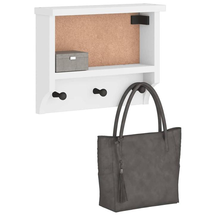 vidaXL Wandkapstok SANDNES wit 45x12x35 cm massief, Huis en Inrichting, Woonaccessoires | Kapstokken, Nieuw, Verzenden