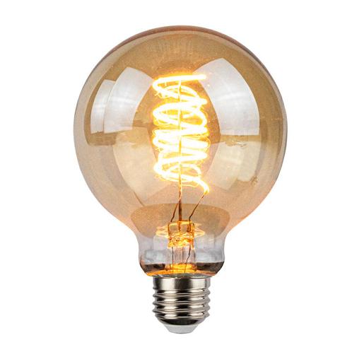LED Filament Globe lamp amber - spiraal | 80mm | 4 Watt, Huis en Inrichting, Lampen | Losse lampen, E27 (groot), Soft of Flame