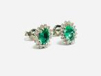 Cocktail oorbellen - 18 karaat Witgoud - 2.39ct. tw. Smaragd, Sieraden, Tassen en Uiterlijk, Antieke sieraden