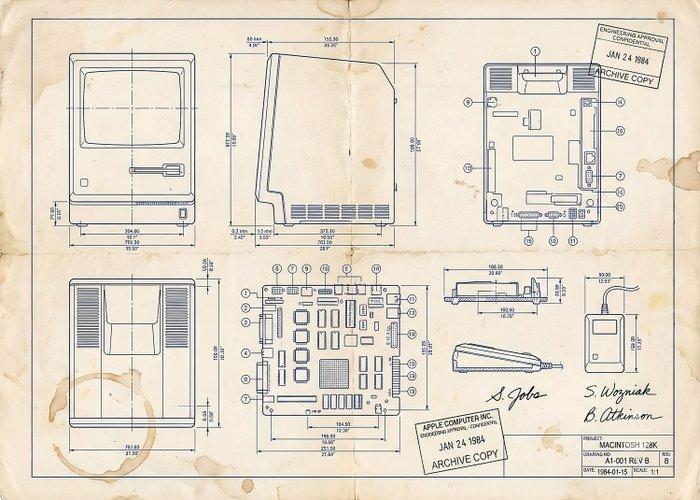 Apple Macintosh 128K - Complete Technical Drawing - Computer, Spelcomputers en Games, Spelcomputers | Overige Accessoires