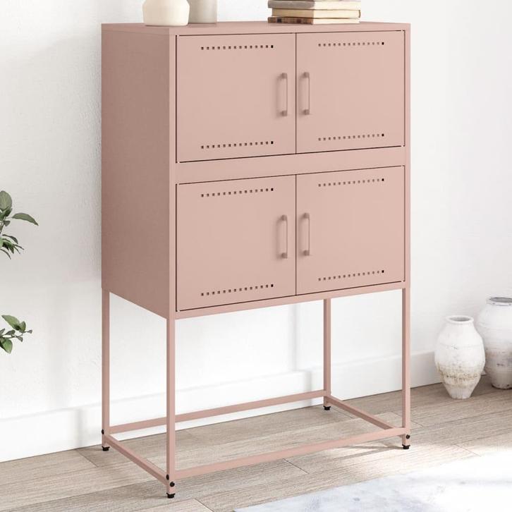 vidaXL Dressoir 68,5x38,5x107 cm staal roze, Huis en Inrichting, Kasten | Dressoirs, 25 tot 50 cm, Nieuw, 50 tot 100 cm, Metaal
