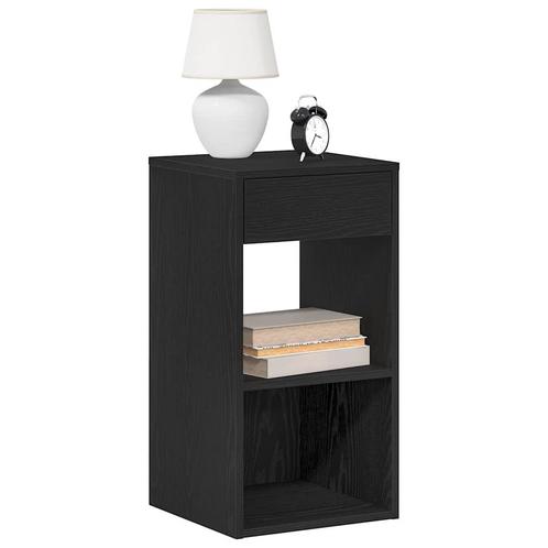 vidaXL Nachtkastjes 2 st met lade 35x34x66,5 cm zwart, Huis en Inrichting, Slaapkamer | Nachtkastjes, Nieuw, Hout, Verzenden