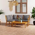 vidaXL 4-delige Loungeset met kussens massief acaciahout, Verzenden, Nieuw, Hardhout, Loungeset