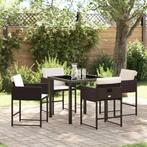 vidaXL Tuin eettafelset 5 pcs Bruin poly rattan, Tuin en Terras, Verzenden, Nieuw, Rotan