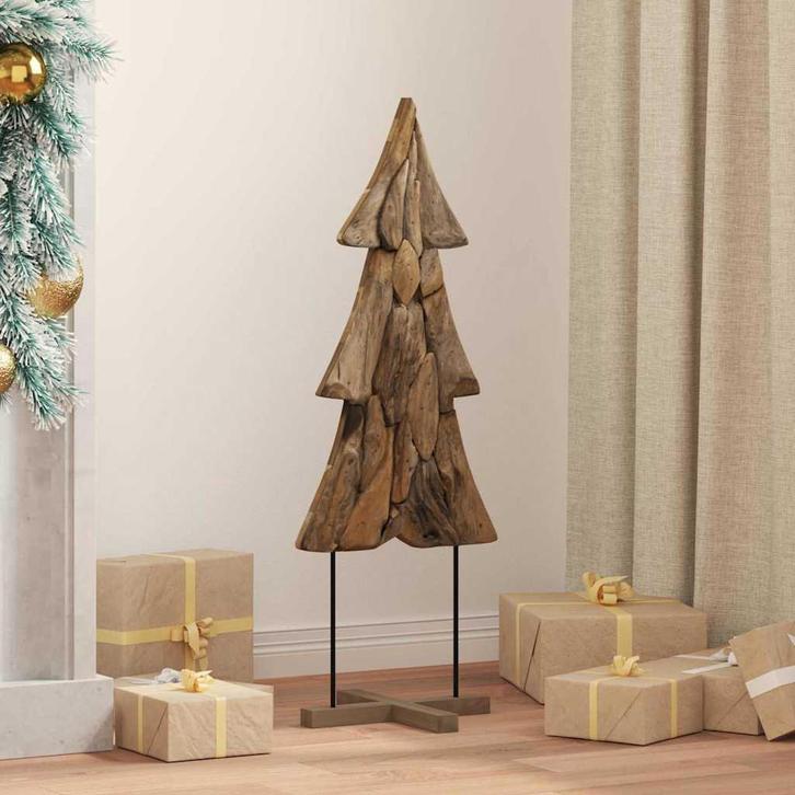 vidaXL Kerstboom met standaard Bruin 90 cm Massief teakhout, Diversen, Kerst, Nieuw, Verzenden