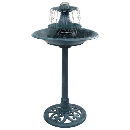 vidaXL Vogelbadje met fontein 50x91 cm kunststof groen, Tuin en Terras, Vogelhuisjes en Vogelbaden, Nieuw, Verzenden