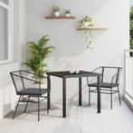 vidaXL Tuin Eetset 3 pcs Zwart poly rattan, Verzenden, Nieuw, Rotan