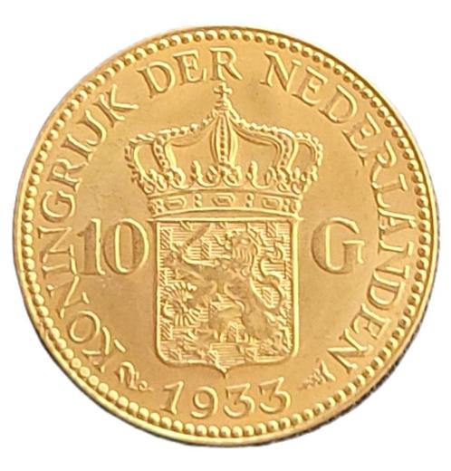 Gouden 10 gulden Wilhelmina 1933, Postzegels en Munten, Munten | Nederland, Losse munt, 10 gulden, Koningin Wilhelmina, Goud, Verzenden