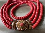 Halsketting - 14 karaat Geel goud Bloedkoraal - Bloedkoraal, Sieraden, Tassen en Uiterlijk, Kettingen, Nieuw
