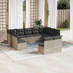 vidaXL 11-delige Loungeset met kussens poly rattan, Verzenden, Nieuw, Rotan, Loungeset