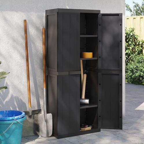 vidaXL Tuinkast 65x37x165 cm polypropeen zwart, Huis en Inrichting, Kasten | Overige, Nieuw, Verzenden