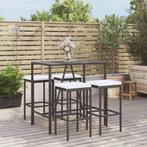 vidaXL 5-delige Tuinbarset met kussens poly rattan zwart, Verzenden, Nieuw, Rotan, 4 zitplaatsen