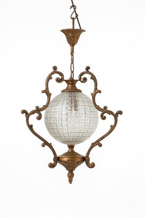 Kroonluchter - Glas, Messing - Kroonluchter voor zolder, Antiek en Kunst, Curiosa en Brocante